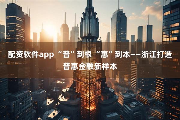 配资软件app “普”到根 “惠”到本——浙江打造普惠金融新样本