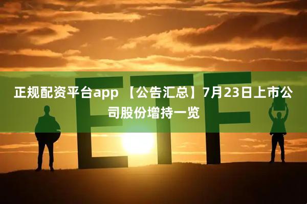 正规配资平台app 【公告汇总】7月23日上市公司股份增持一览