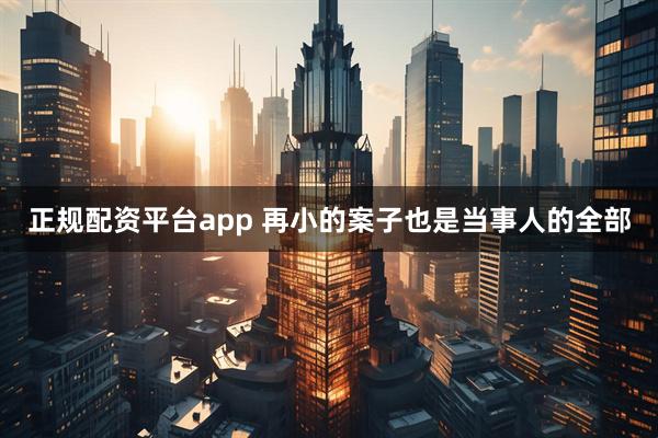 正规配资平台app 再小的案子也是当事人的全部
