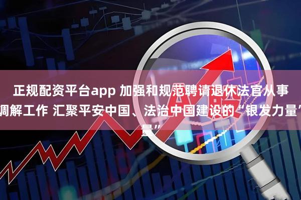 正规配资平台app 加强和规范聘请退休法官从事调解工作 汇聚平安中国、法治中国建设的“银发力量”